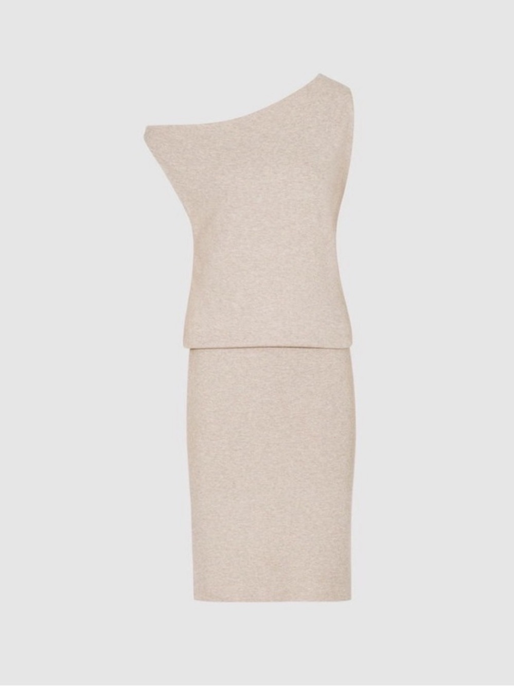 Reiss Claudine Draped Shoulder Sleeveless Knit Midi Dress Oatmeal Tan Small